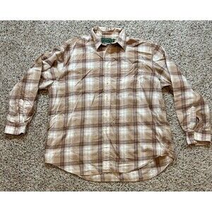 C.C. Filson Co. Men's Casual Button-Down Shirt Tan Brown Plaid XL Cotton